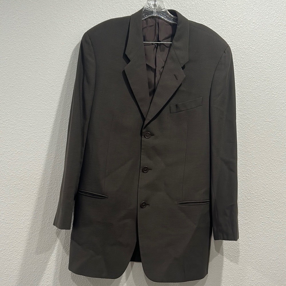 Giorgio Armani Blazer Men's 40L Brown 100% Pure Virgin Wool Made In Italy